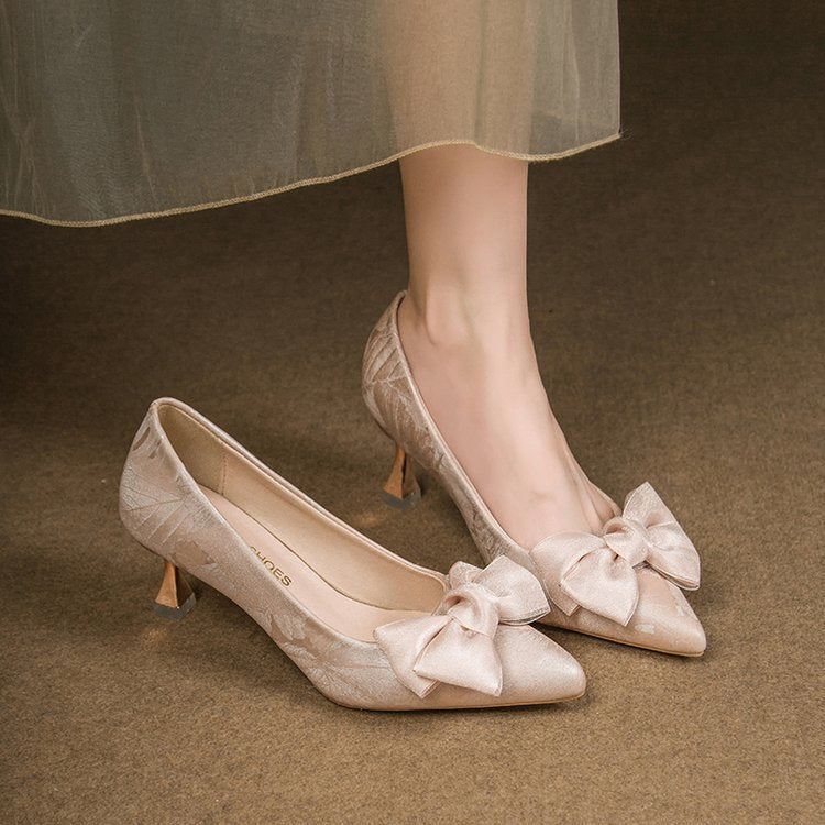 Damen elegante Pumps mit dekorativem Schleifenakzent