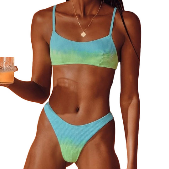 Damen Ripp-Optik Bikini Oberteil und Unterteil R&B