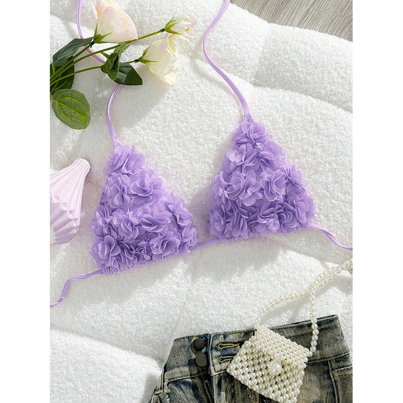 Damen Triangel-Bikinioberteil mit Blumenapplikationen R&B