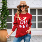 Damen Großer Strickpullover mit festlichem Motiv R&B