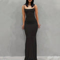 Damen figurbetontes Maxikleid mit schmalen Trägern und elegantem Schnitt R&B