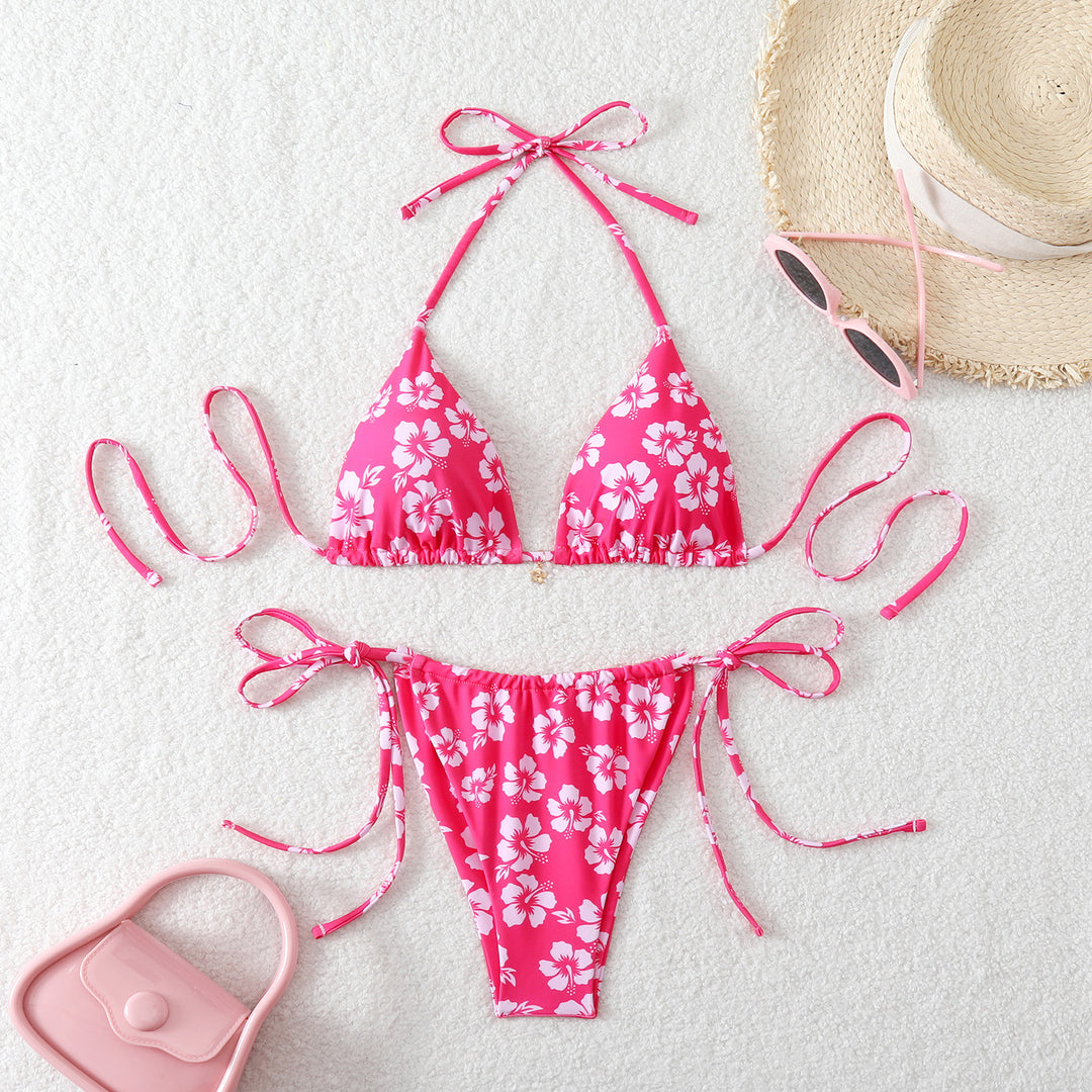 Damen Triangel-Bikini mit verspieltem Kirschmuster R&B