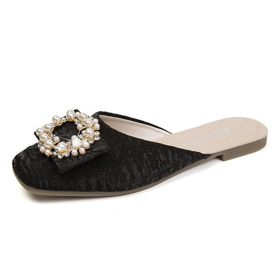 Damen elegante Mules mit Schmuckdetails R&B