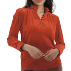 Damen Elegantes Oberteil mit Rüschendetails und Knopfverschluss R&B