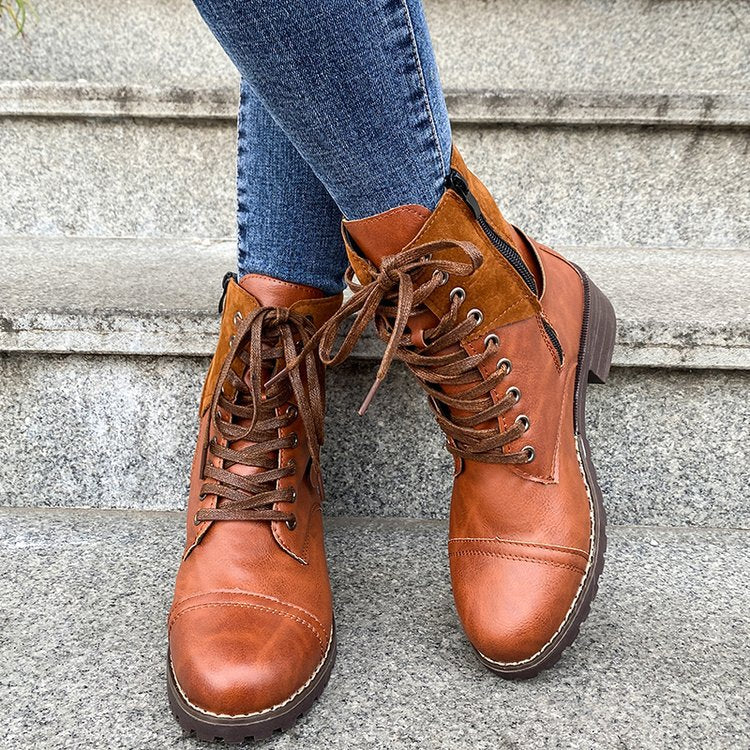 Damen Schnürstiefel mit modischen Akzenten und stabiler Profilsohle R&B