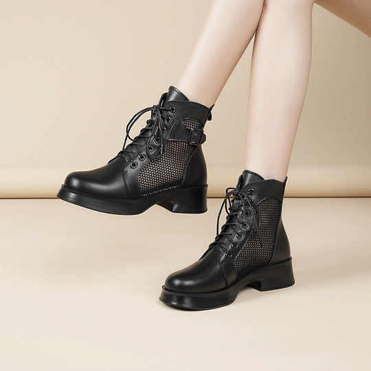 Damen Schnürstiefeletten mit Luftzirkulation und robustem Absatz R&B