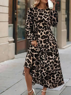 Damen Maxikleid mit modernem Leopardenmuster