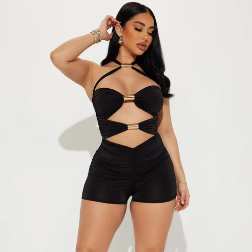 Damen Einteiler mit elegantem Knotendesign und geflochtenen Trägern R&B