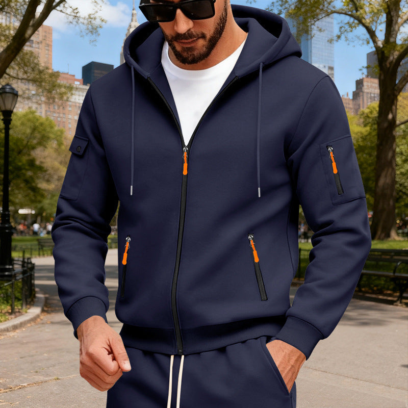 Herren sportlicher Kapuzenpullover mit modischen Schnellverschlüssen und praktischen Taschen R&B