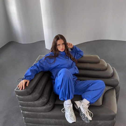Damen winddichte Technikjacke mit Kapuze und verstellbaren Bündchen R&B