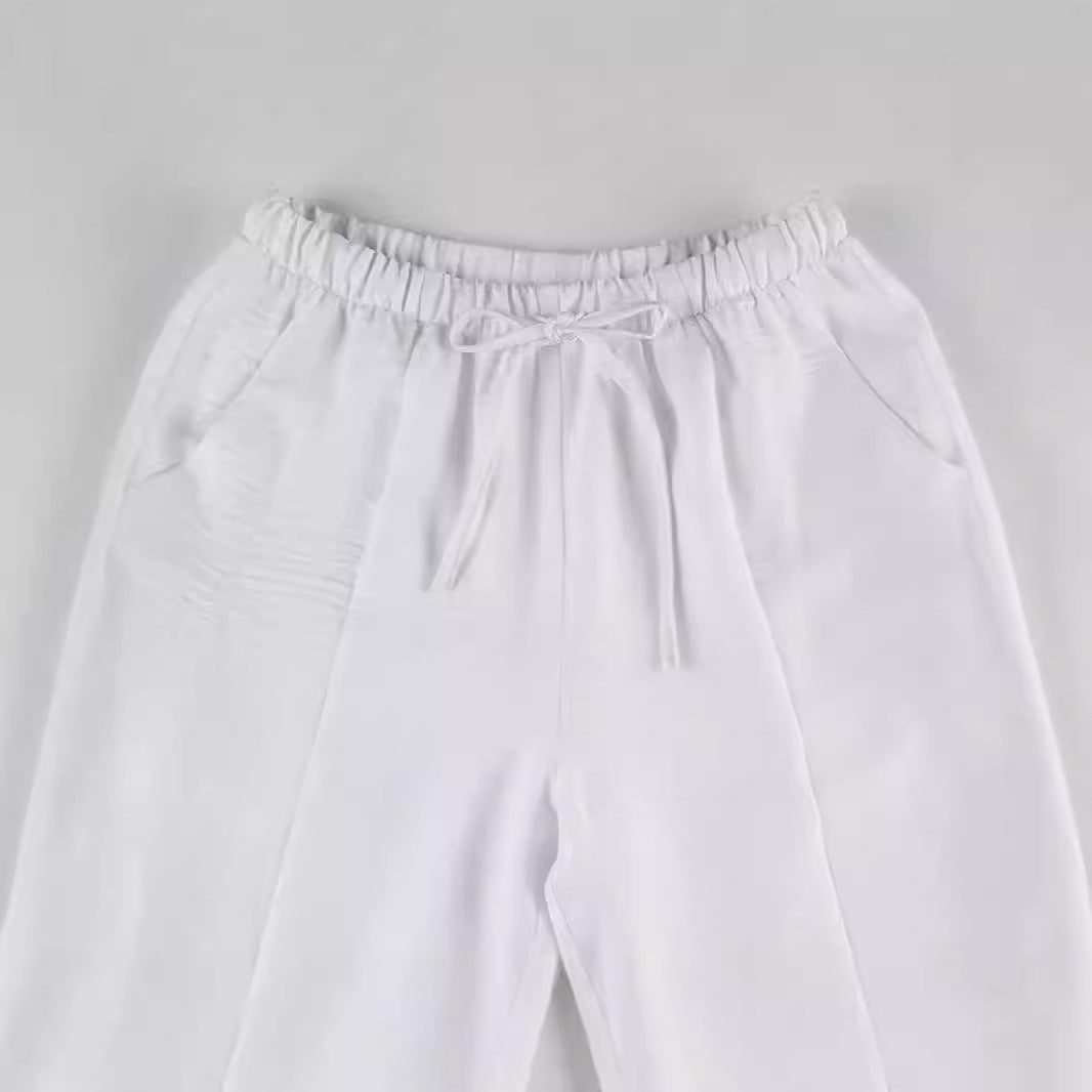 Damen Elegante und luftige Lounge-Hose mit elastischem Bund und seitlichen Taschen R&B