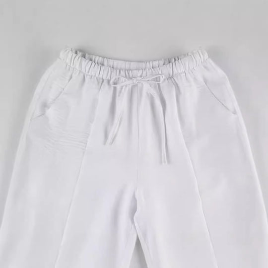 Damen Elegante und luftige Lounge-Hose mit elastischem Bund und seitlichen Taschen R&B