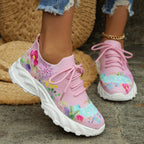 Damen Modische Sneaker mit floralem Jacquard-GewR&Be und luftiger Sohle R&B