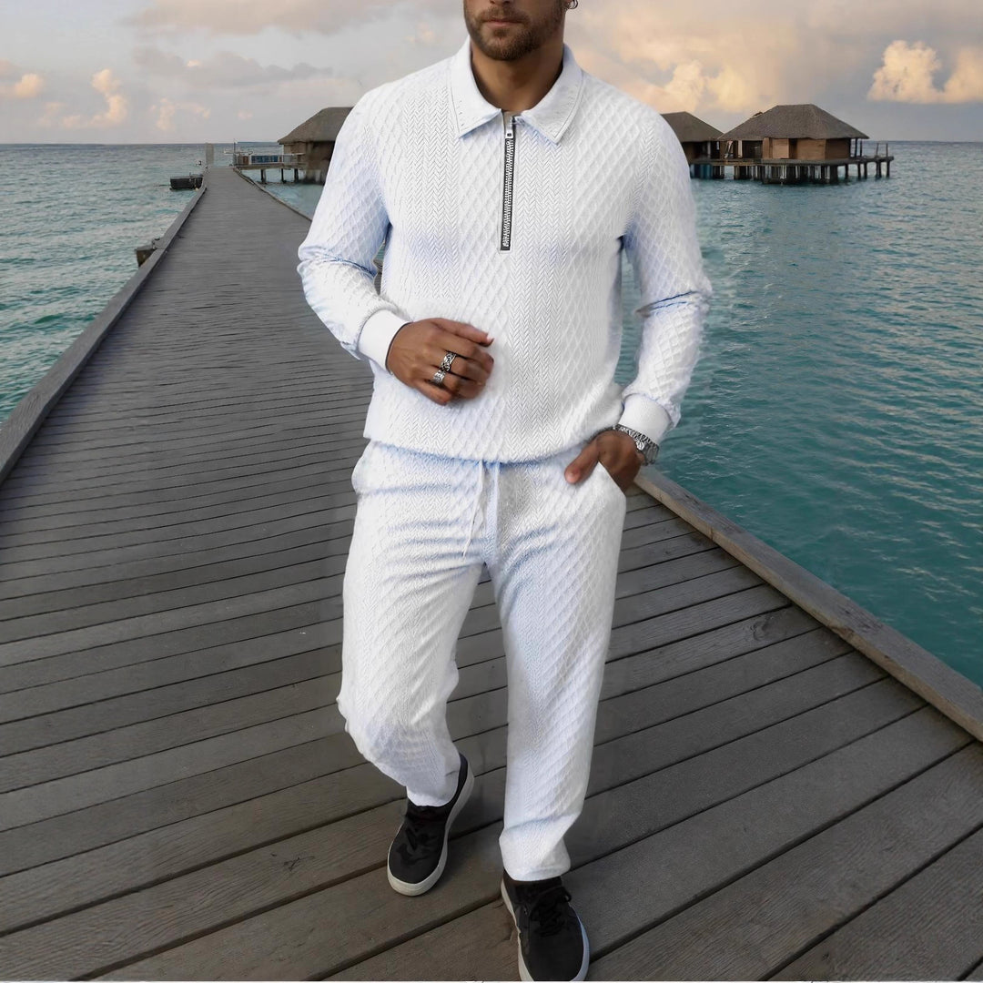 Herren Elegantes Strickanzug aus atmungsaktivem Material mit Stehkragen R&B