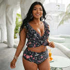Damen Hochtailliertes Bikini-Set mit verspieltem Rüschendesign R&B