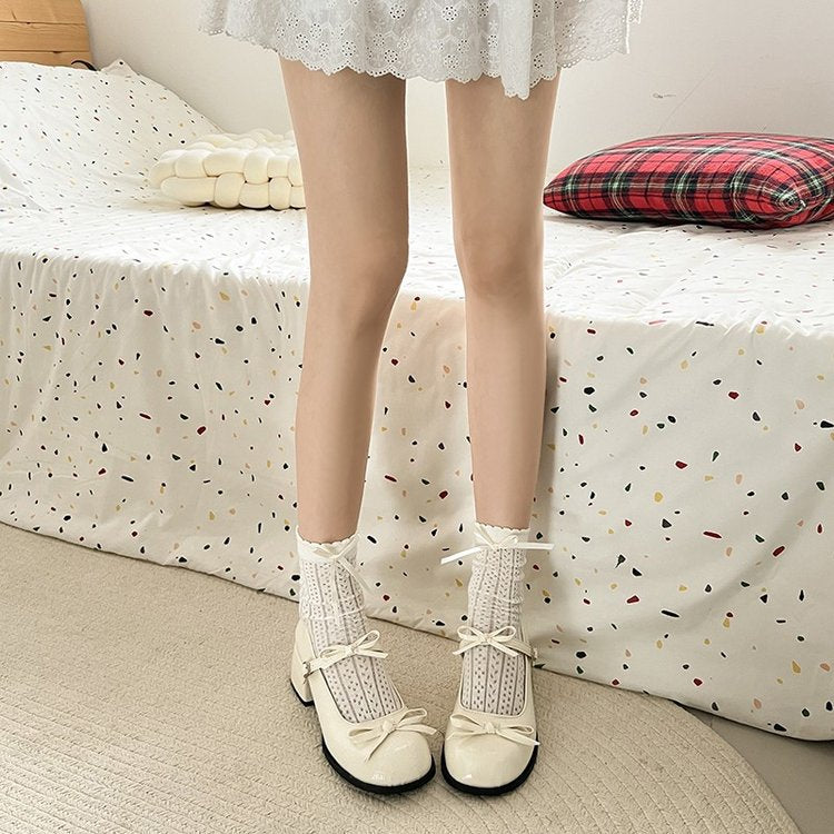 Damen elegante Ballerina-Pumps mit modischen Riemchen und dekorativen Schleifen R&B