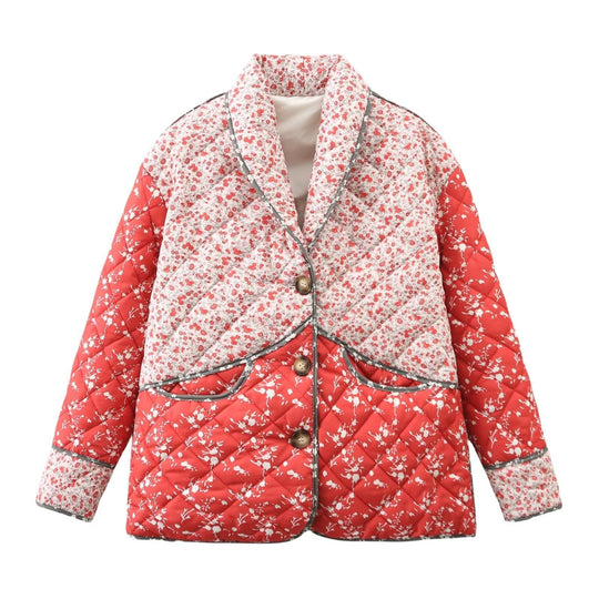 Damen gesteppte Blazerjacke mit floralem Muster R&B