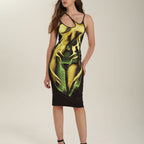 Damen Körperbetontes Kleid mit einzigartigem Grafikdesign R&B