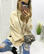 Damen großzügig geschnittener Strickpullover mit weitem Bündchen und modischem Schnitt R&B