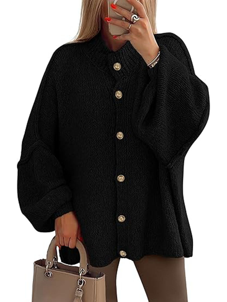 Damen oversized Strickjacke mit Knopfverschluss R&B