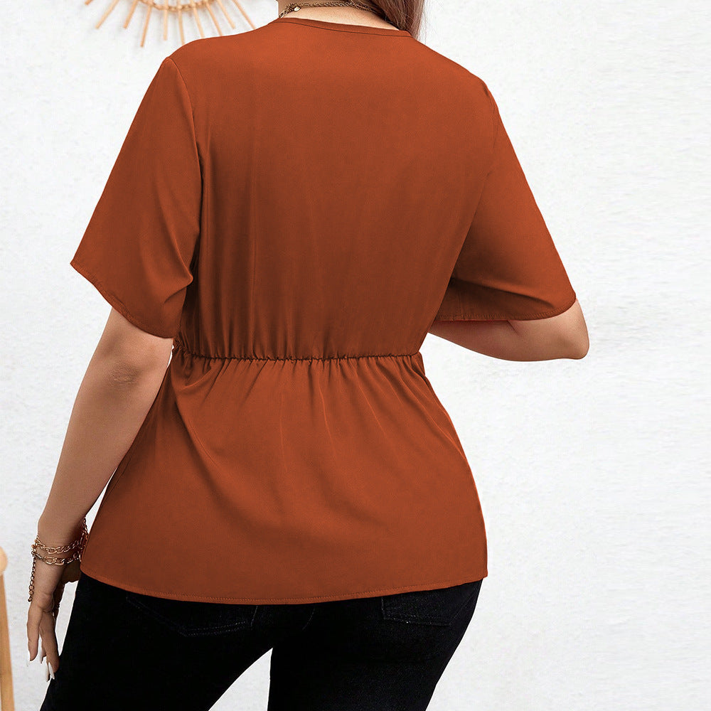 Damen Wickelbluse mit asymmetrischem Saum und Taillengürtel R&B