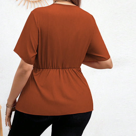 Damen Wickelbluse mit asymmetrischem Saum und Taillengürtel R&B