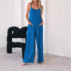 Damen Lässiger Jumpsuit mit weit geschnittenem Bein und praktischen Taschen R&B
