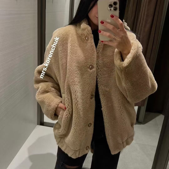 Damen Kuschelige Fleecejacke mit hohem Kragen und praktischen Taschen R&B