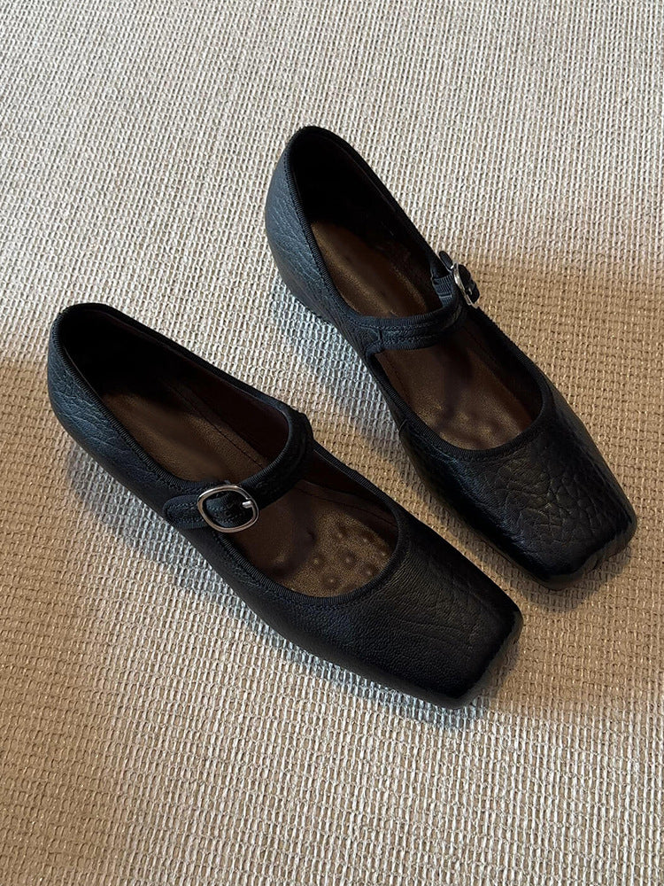 Damen Ballerinas mit einzigartigem Quadratzehen-Design und verstellbarem Riemen R&B