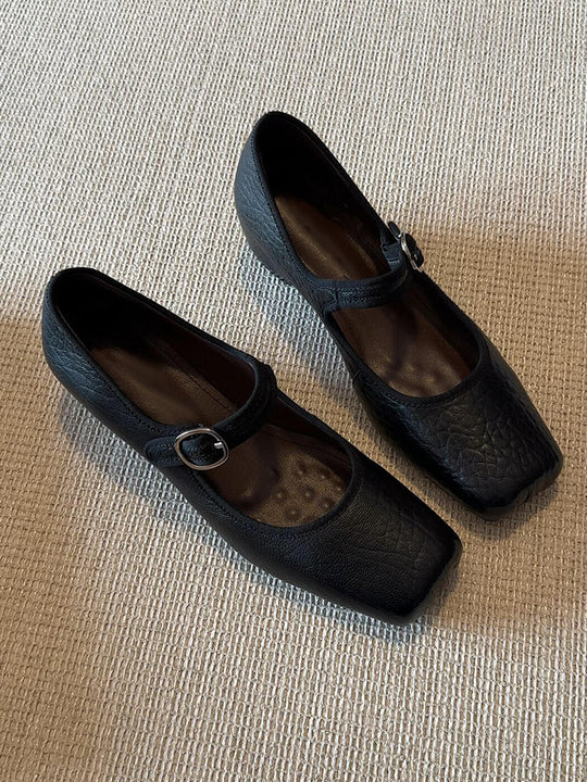 Damen Ballerinas mit einzigartigem Quadratzehen-Design und verstellbarem Riemen R&B