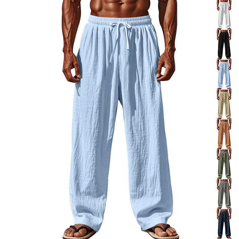 Herren nan Leichte Leinenhose mit weitem Bein und elastischem Bund R&B