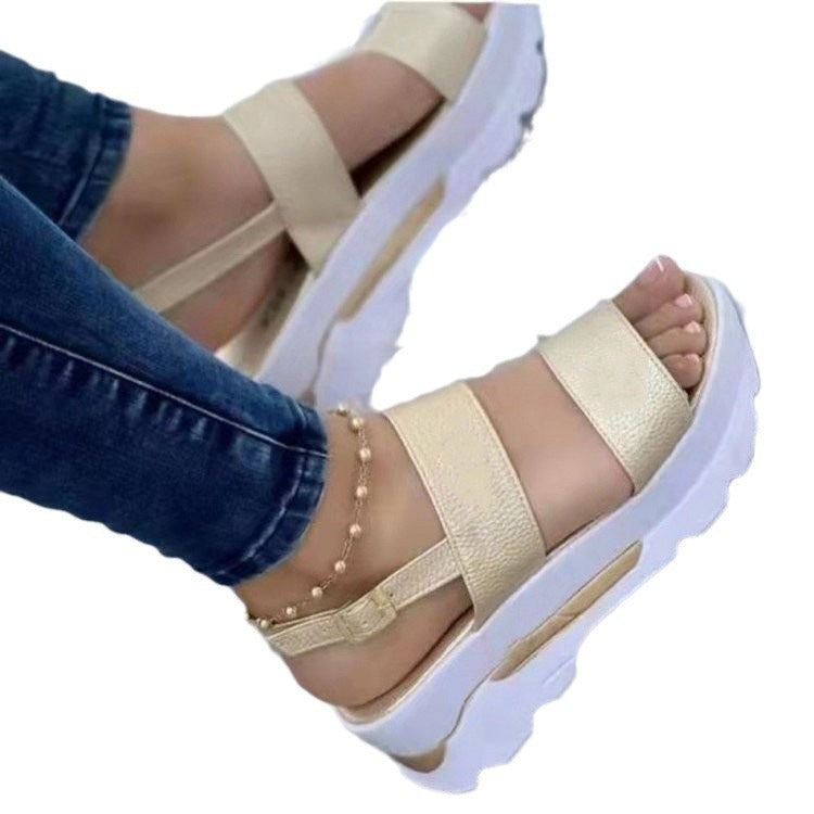 Damen Plateau-Sandalen mit verstellbarem Riemendesign und ergonomischer Sohle R&B