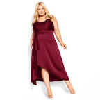 Damen elegantes Hochzeitskleid mit asymmetrischem Saum und Taillengürtel R&B