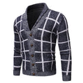 Herren modische Strickjacke mit V-Ausschnitt und modernem Karomuster R&B