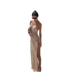 Damen Elegantes Maxikleid mit schickem Schlitz und feinem Stoff R&B