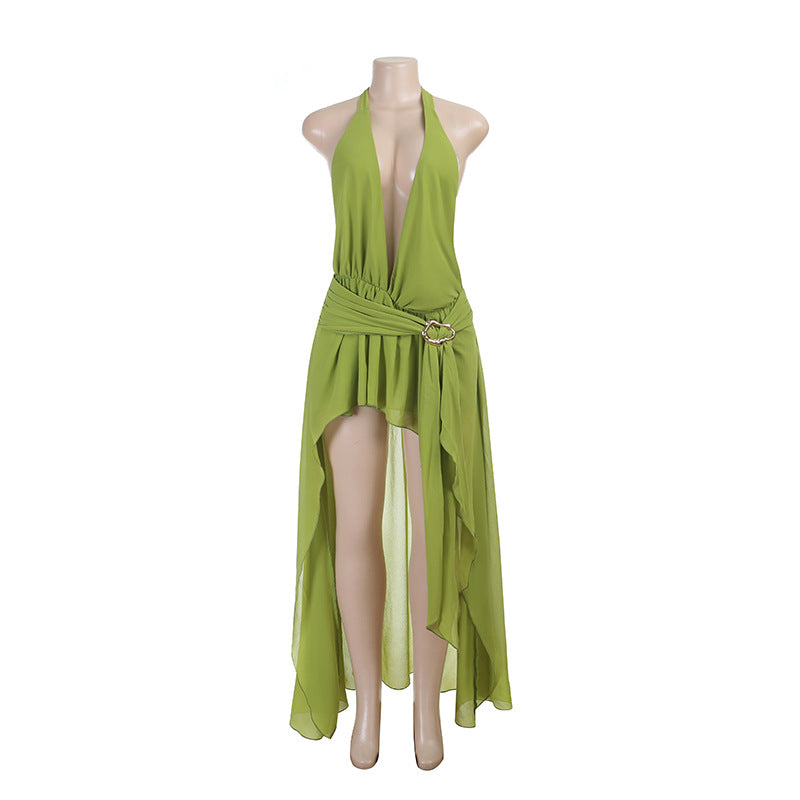 Damen Wickelkleid mit tiefem V-Ausschnitt und eleganter Drapierung R&B