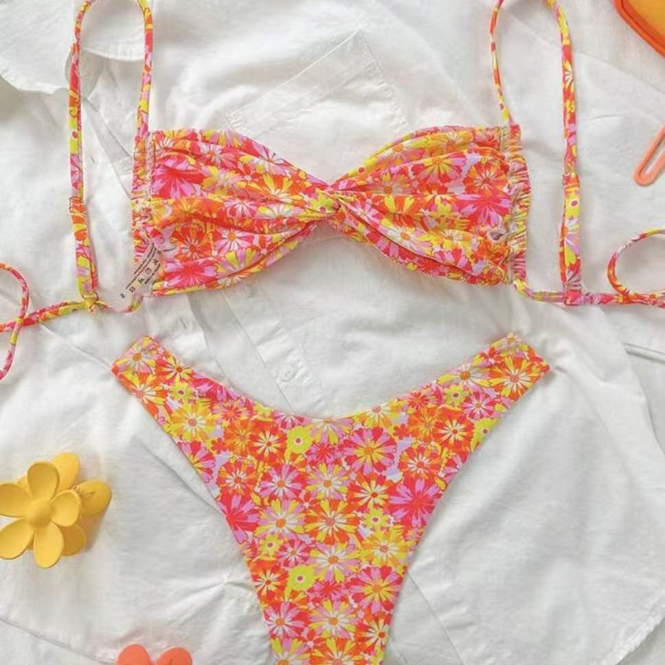 Damen Triangel-Bikini mit floralem Design R&B