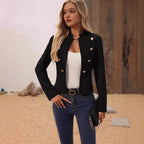 Damen elegante taillierte Blazerjacke mit goldenen Knöpfen R&B