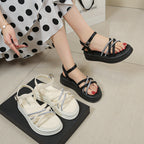 Damen Plateau-Sandalen mit Glitzerakzenten und verstellbarem Riemen