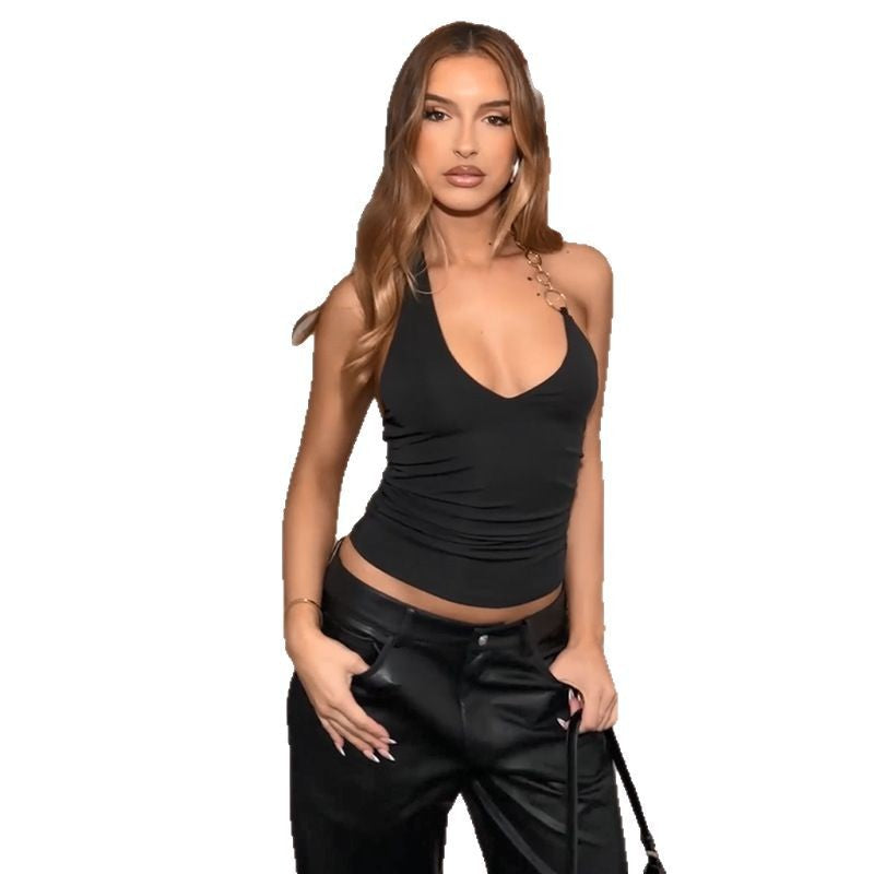 Damen Sportliches Haltertop mit dekorativem Ringdetail R&B