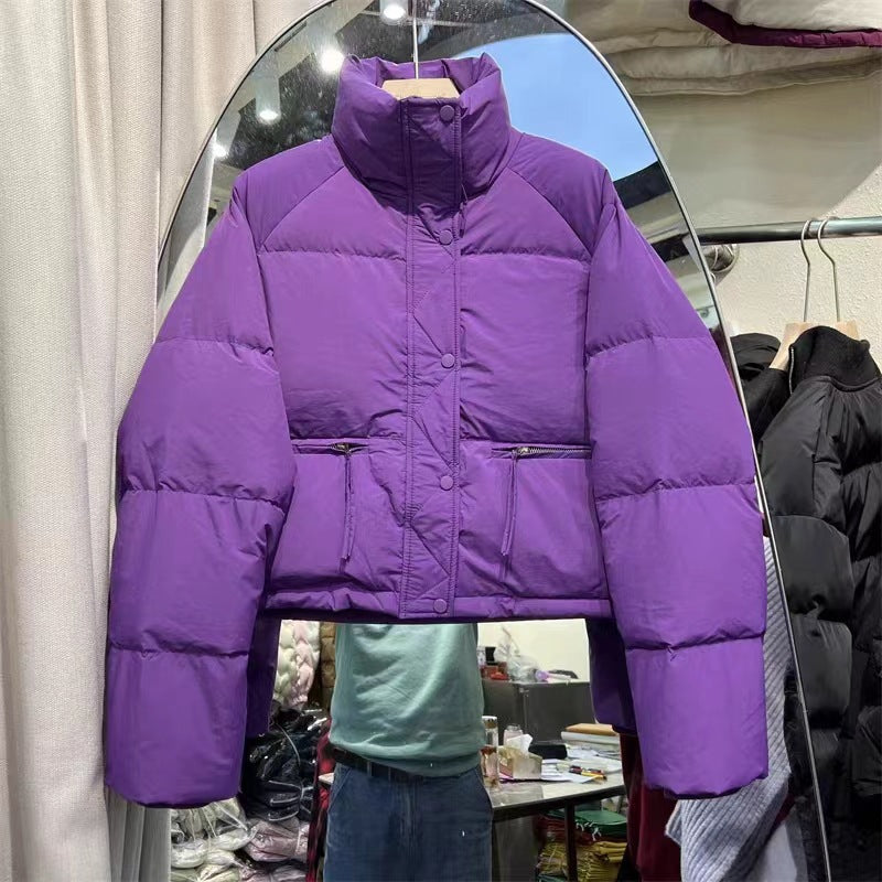 Damen gesteppte Winterjacke mit hohem Kragen und praktischen Taschen R&B