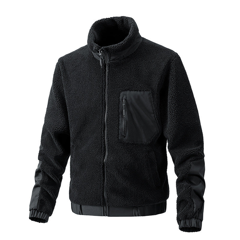 Herren Fleecejacke mit hochgeschlossenem Kragen und seitlichen Reißverschlusstaschen R&B