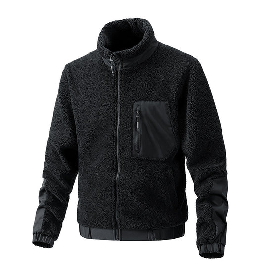 Herren Fleecejacke mit hochgeschlossenem Kragen und seitlichen Reißverschlusstaschen R&B