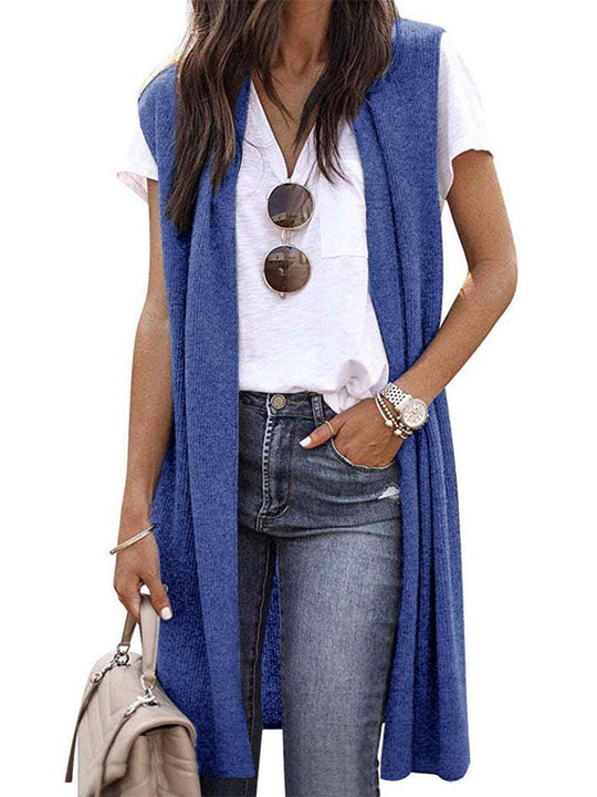 Damen Strickweste im lässigen Oversized-Design mit offenen Fronten und kurzer Ärmellänge R&B