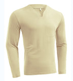 Herren nan Langarmshirt mit V-Ausschnitt Slim Fit Baumwollmix und elastischem Komfortbund R&B