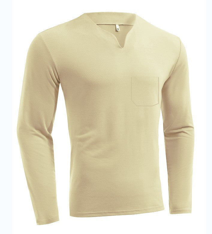 Herren nan Langarmshirt mit V-Ausschnitt Slim Fit Baumwollmix und elastischem Komfortbund R&B