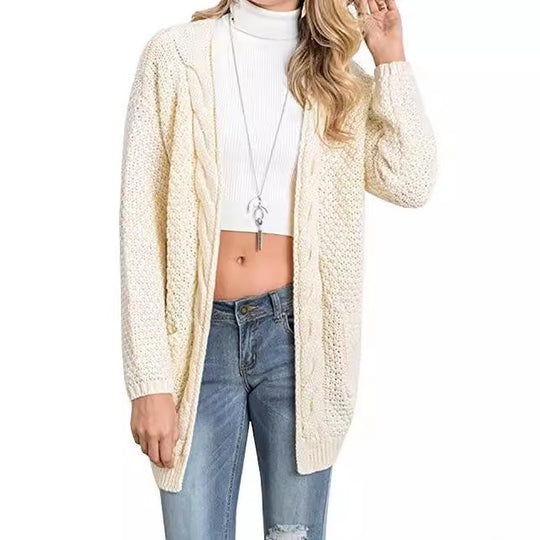 Damen Luftiger Strickcardigan mit offenen Taschen und lässigem Schnitt R&B
