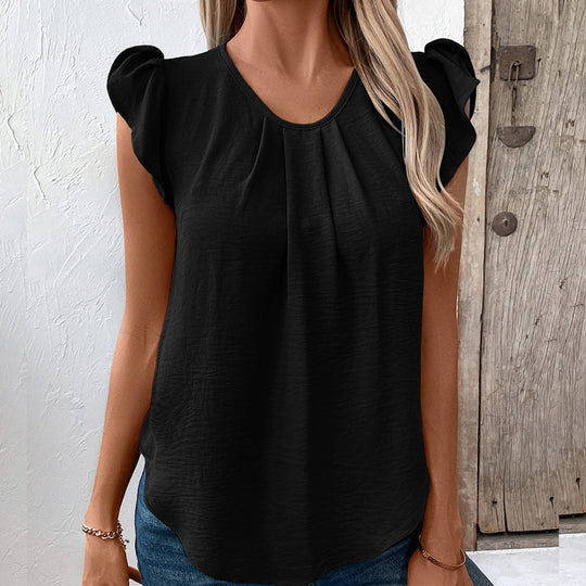 Damen Elegantes Oberteil mit Puffärmeln und V-Ausschnitt R&B