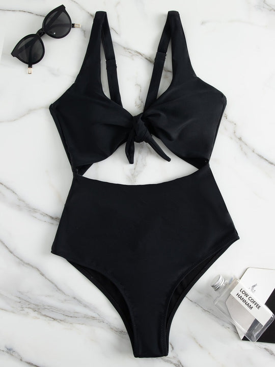 Damen Triangel-Bikini-Set mit verstellbarem Knotendesign R&B