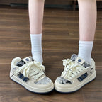 Damen Sneakers im lässigen Denim-Look mit geflochtenem Design